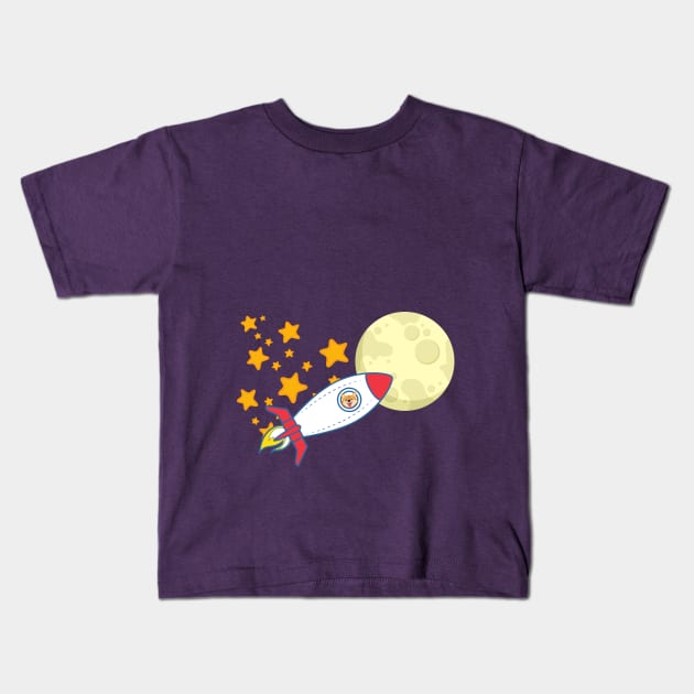 Space dog - fly to the moon Kids T-Shirt by Quadrupel art